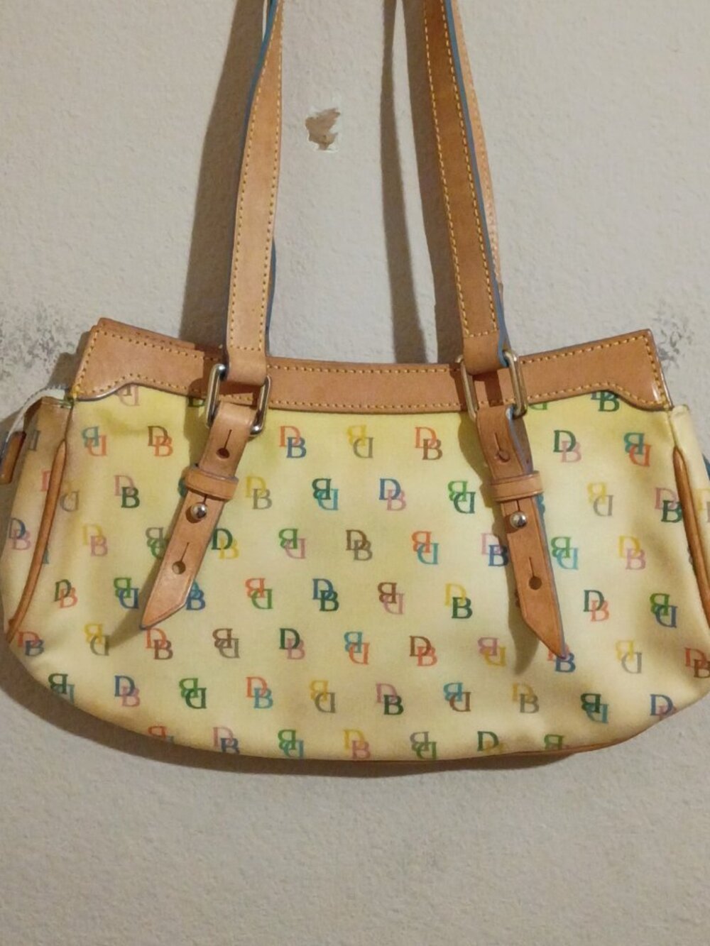 DOONEY & BOURKE Buckle Satchel IT BAG Handbag SIGNATURE RAINBOW MONOGRAM Purse - Picture 11 of 13